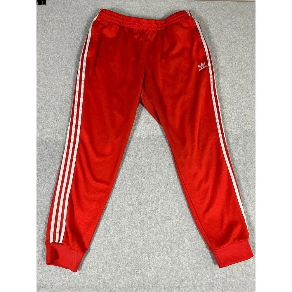 Adidas Originals Superstar Track Pants Mens 2XL Red White 3-Stripe Jogger FM3808